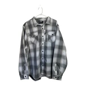 Off The Grid Mens XXL Grey Plaid Long Sleeve Button Down Adventure Shirt Pocket
